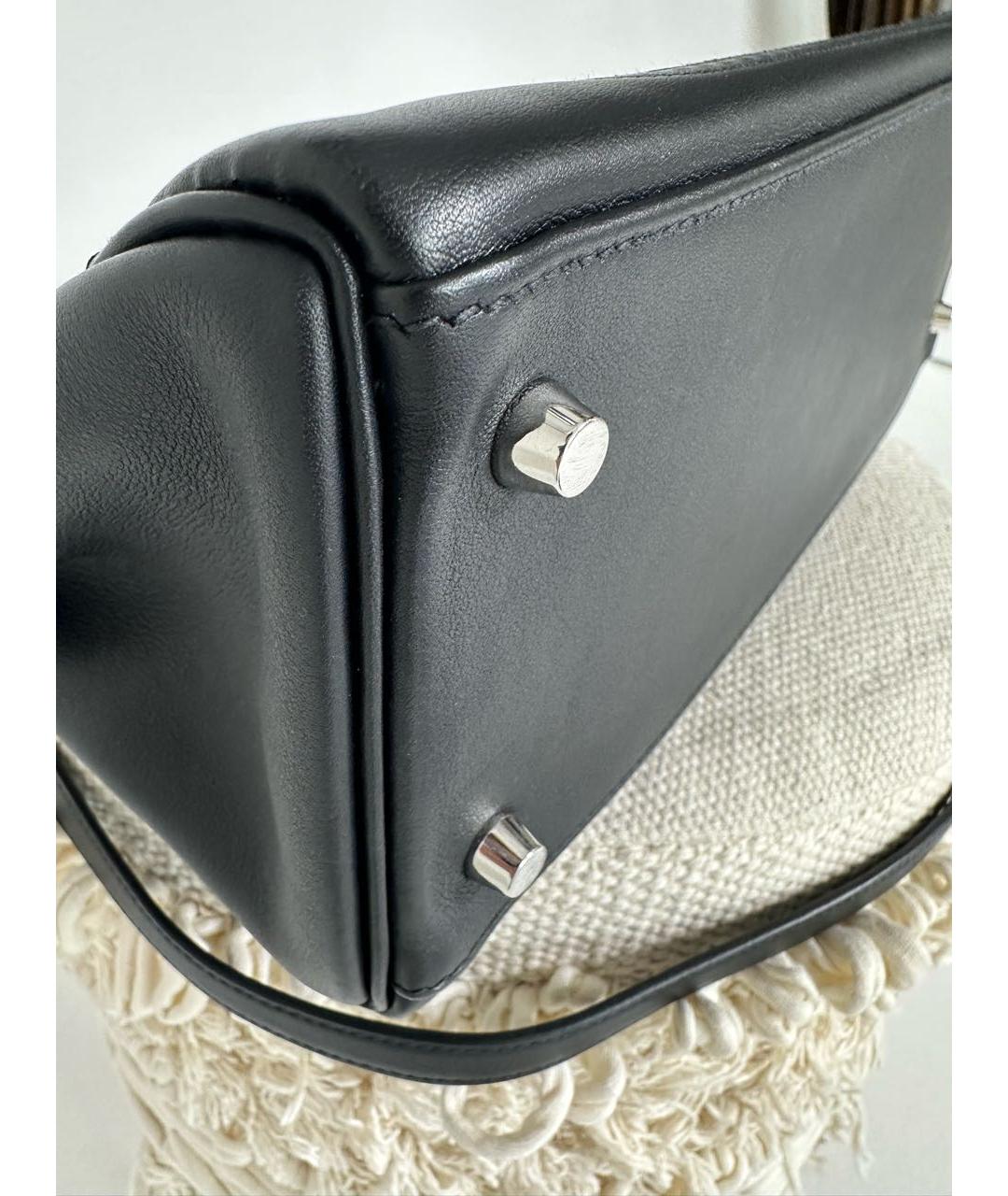 HERMES Черная кожаная сумка с короткими ручками, фото 6