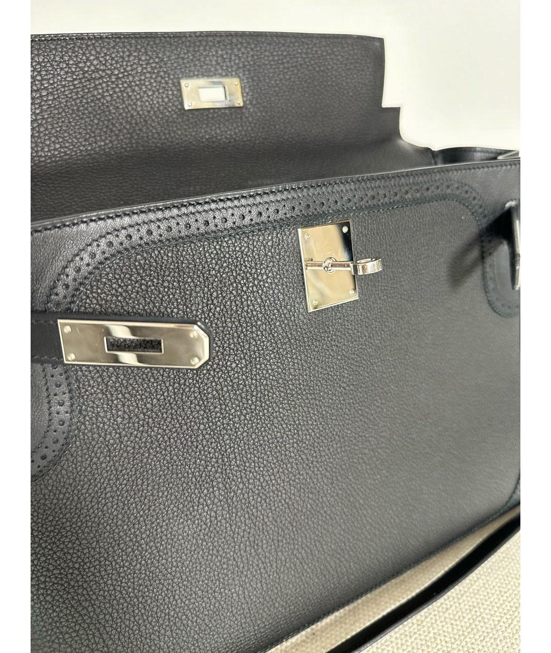 HERMES Черная кожаная сумка с короткими ручками, фото 4