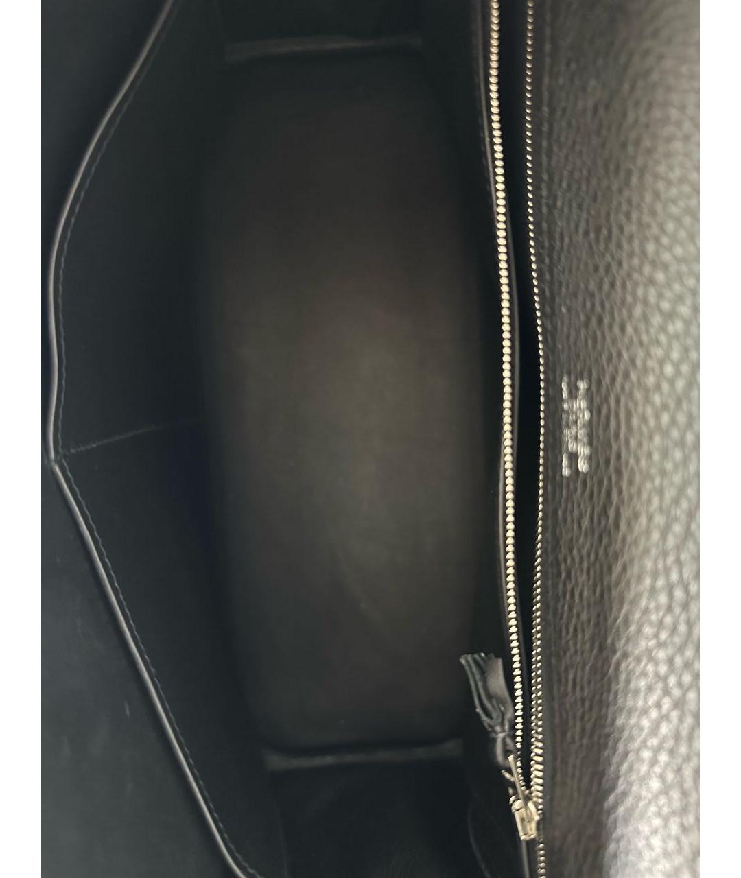 HERMES Черная кожаная сумка с короткими ручками, фото 7