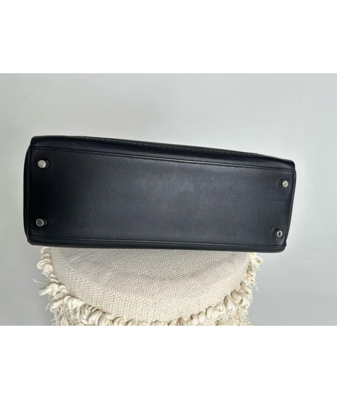 HERMES Черная кожаная сумка с короткими ручками, фото 8