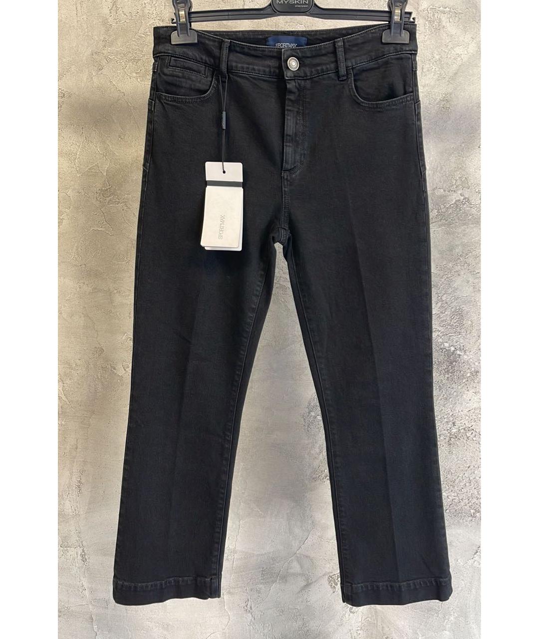 SPORTMAX Черные хлопко-эластановые прямые джинсы, фото 7