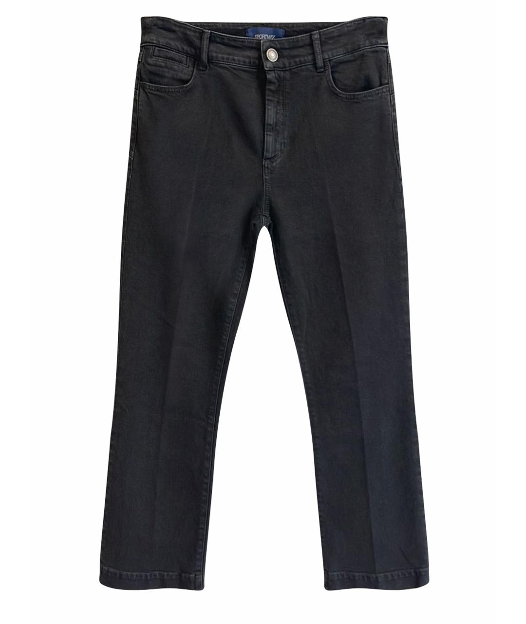 SPORTMAX Черные хлопко-эластановые прямые джинсы, фото 1