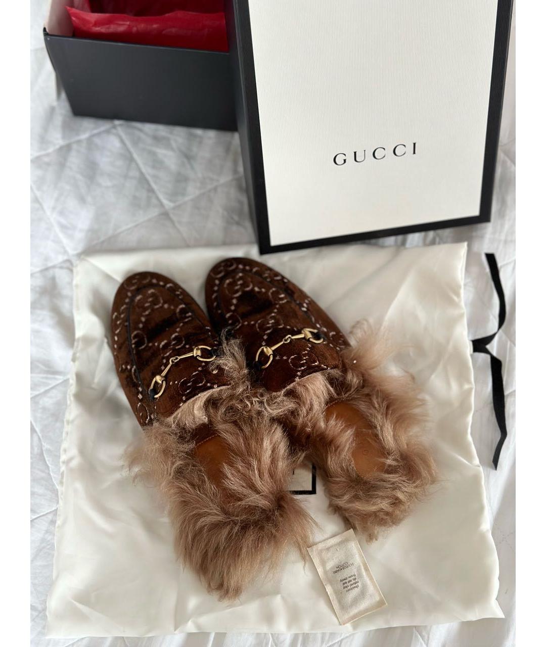 GUCCI Коричневые замшевые мюли, фото 3