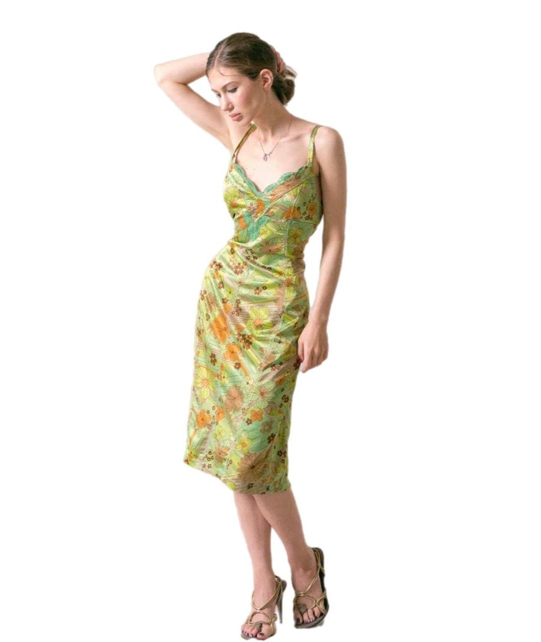 DOLCE&GABBANA Зеленые шелковое повседневное платье, фото 5