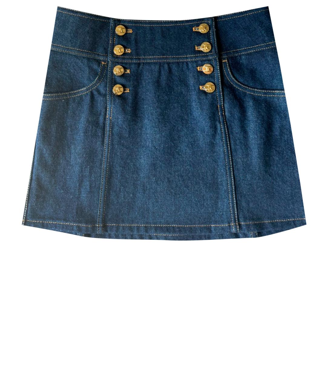 CELINE PRE-OWNED Темно-синяя деним юбка мини, фото 1