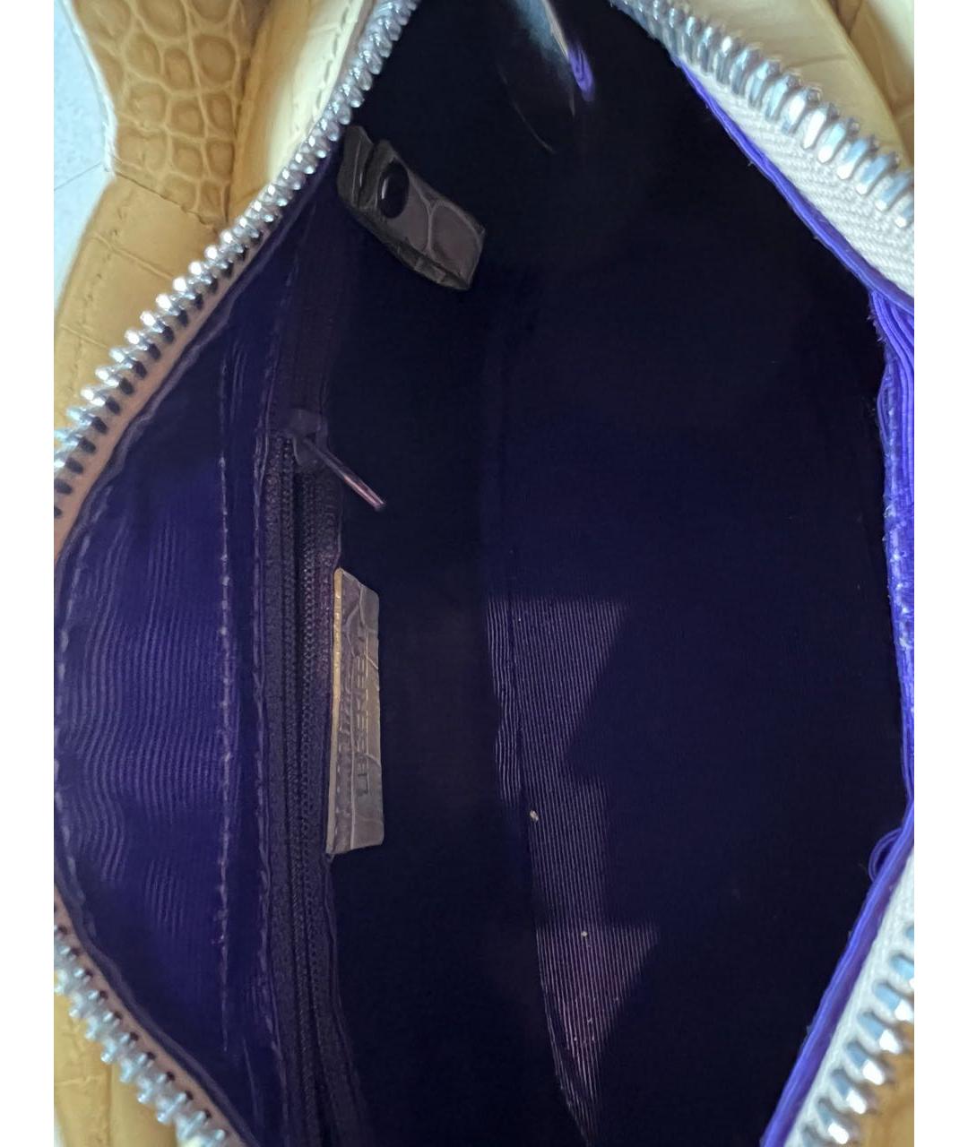 KARL LAGERFELD Горчичная кожаная сумка с короткими ручками, фото 5