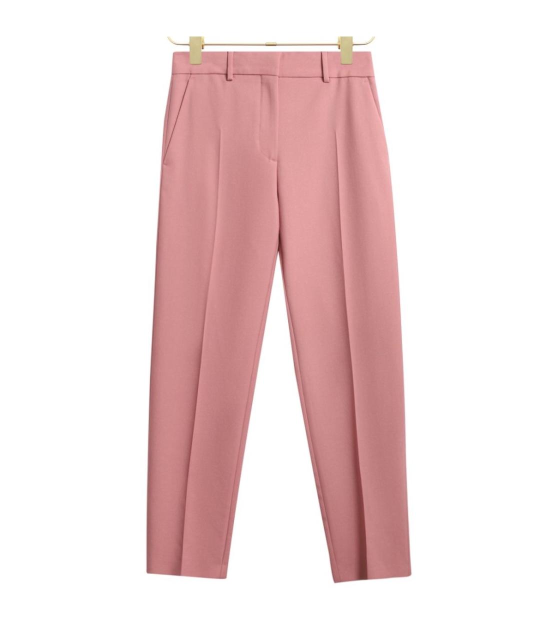 BURBERRY Розовые шерстяные прямые брюки, фото 4