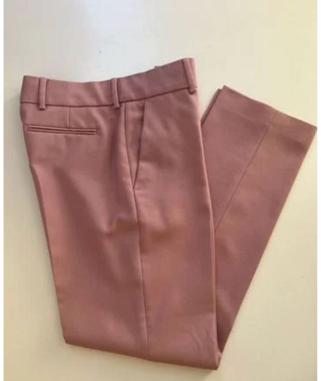 BURBERRY Розовые шерстяные прямые брюки, фото 2
