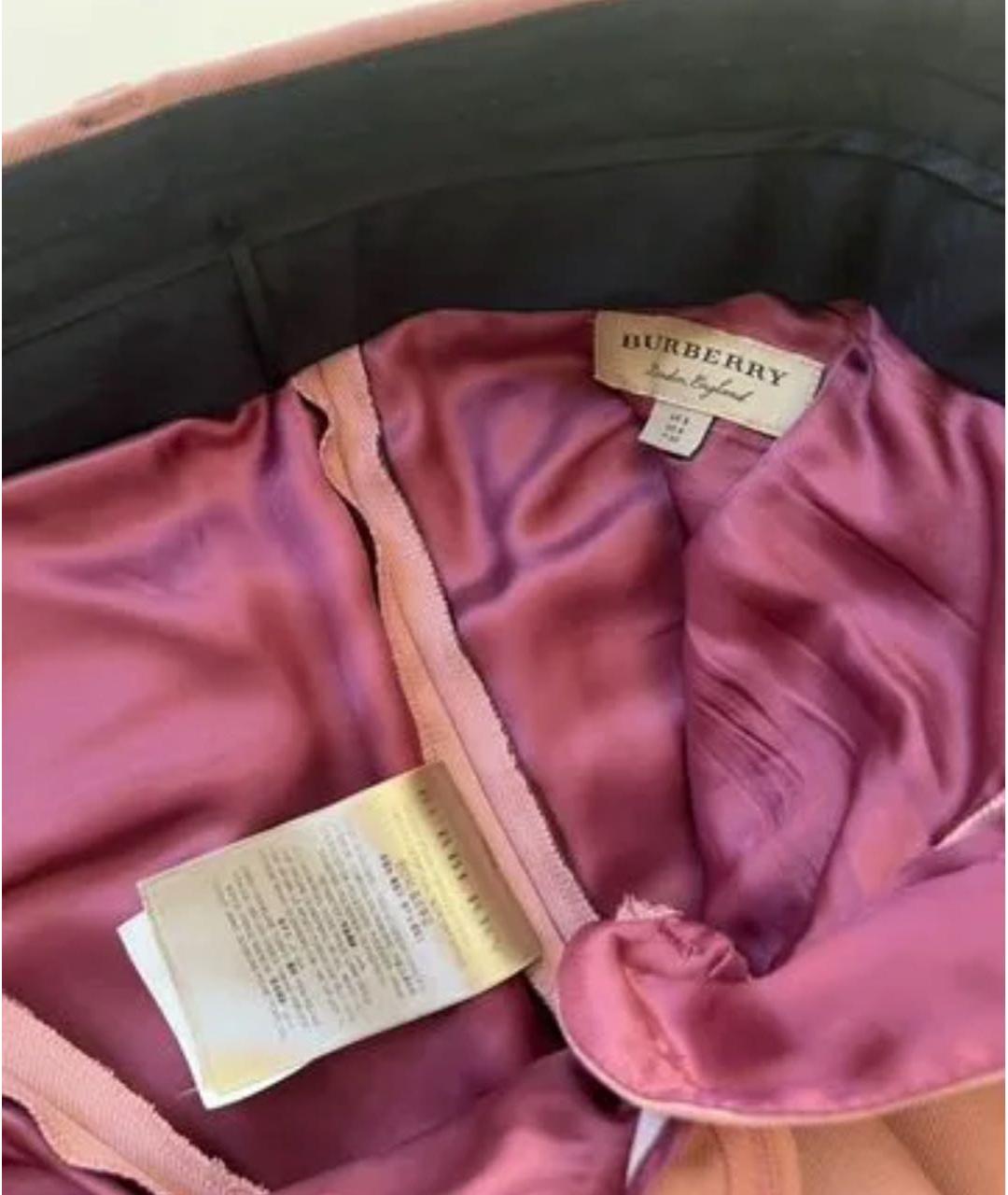 BURBERRY Розовые шерстяные прямые брюки, фото 3