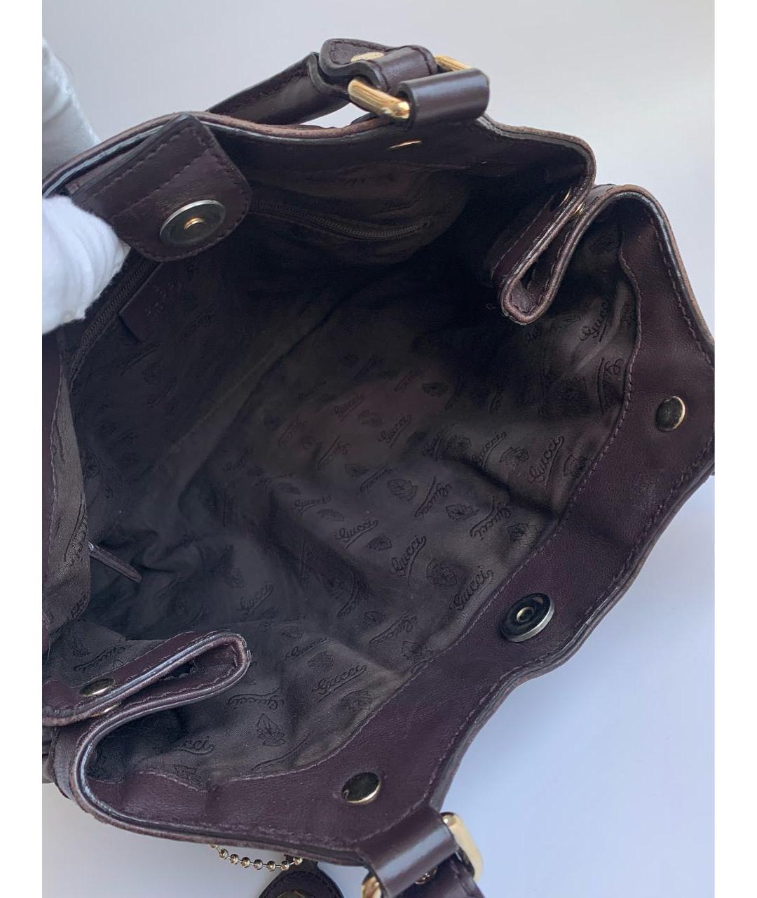 GUCCI Коричневая кожаная сумка тоут, фото 8