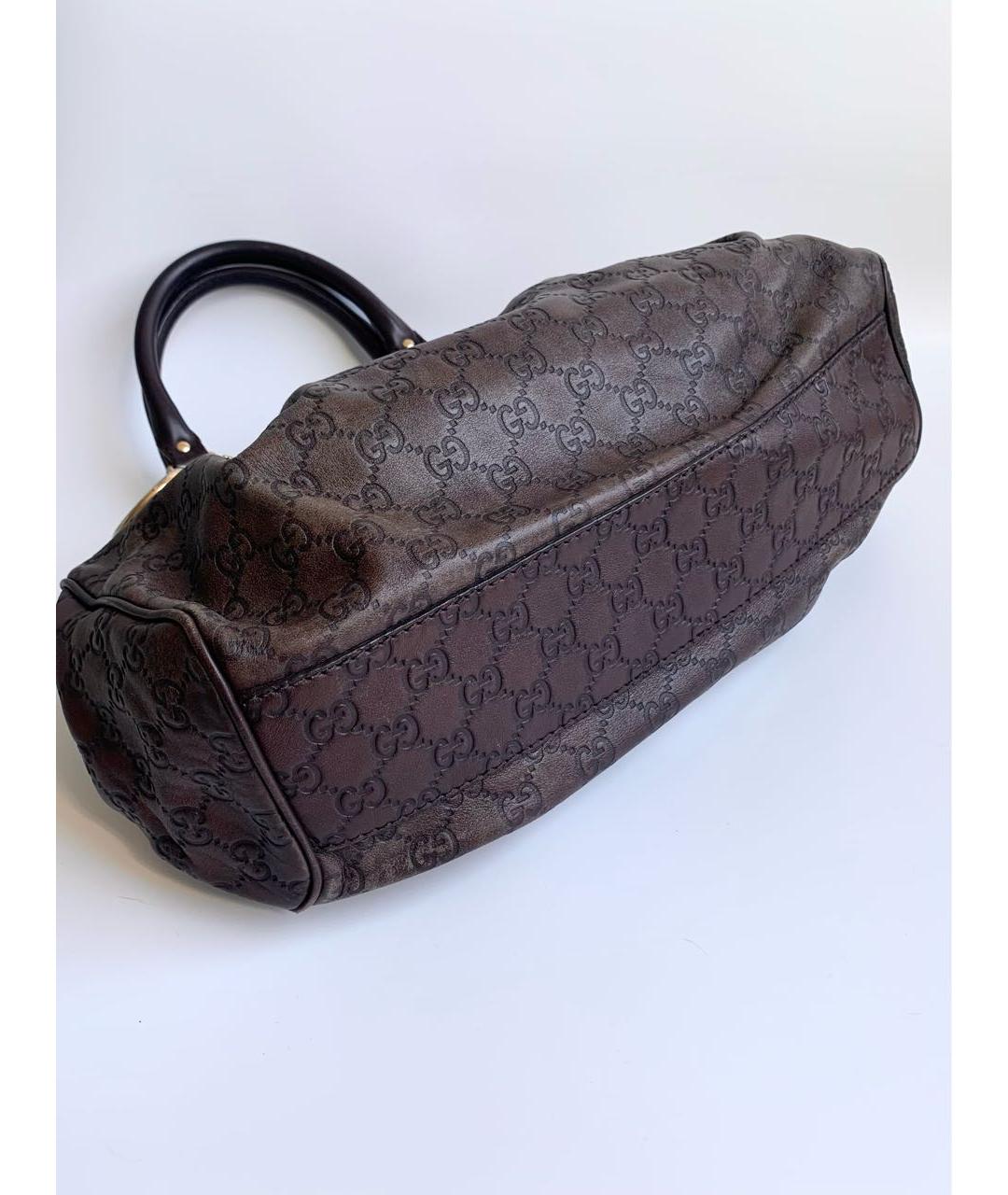 GUCCI Коричневая кожаная сумка тоут, фото 5