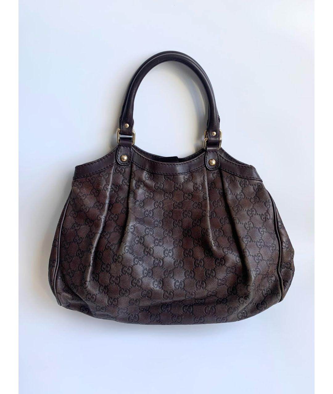 GUCCI Коричневая кожаная сумка тоут, фото 3