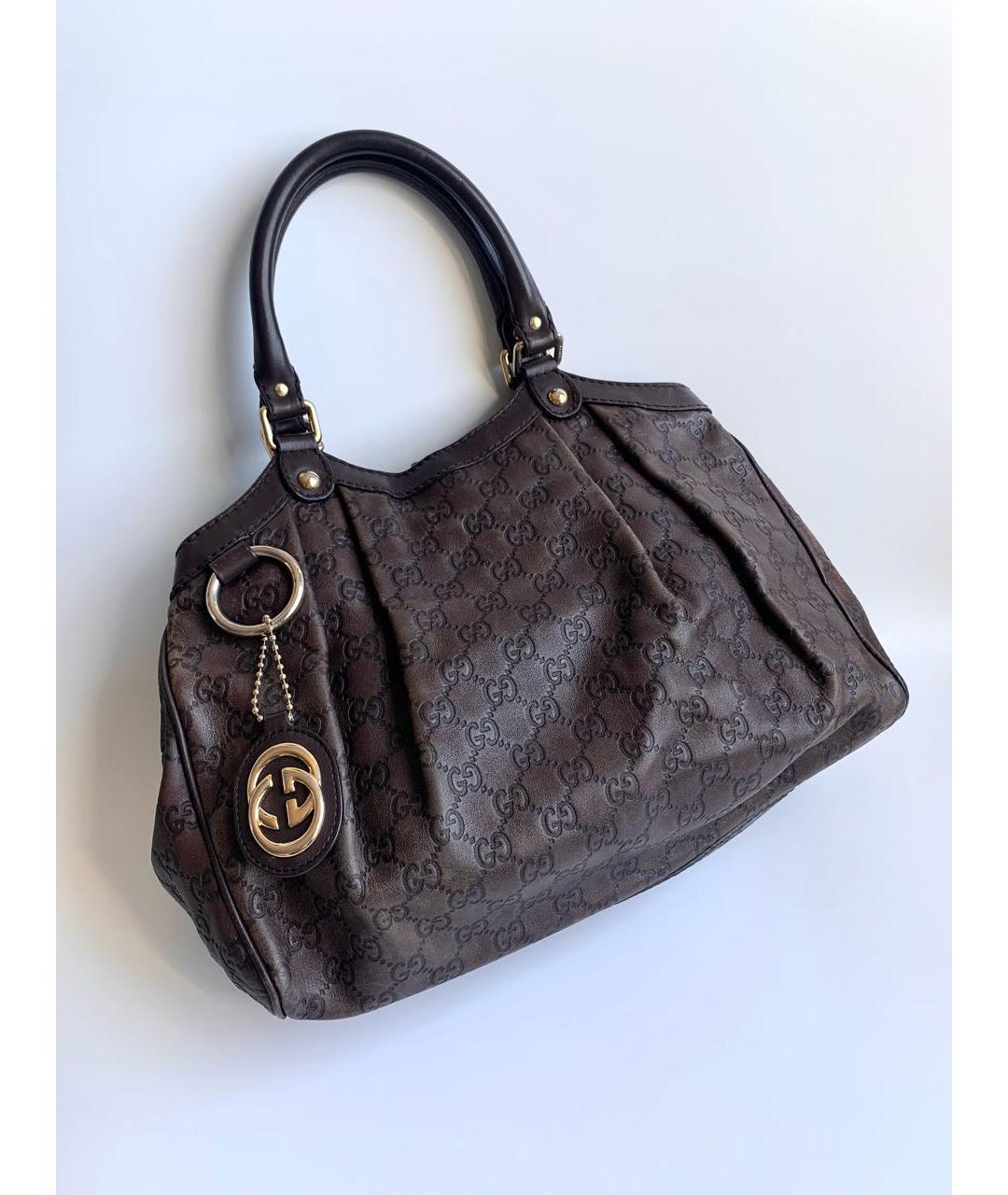 GUCCI Коричневая кожаная сумка тоут, фото 4