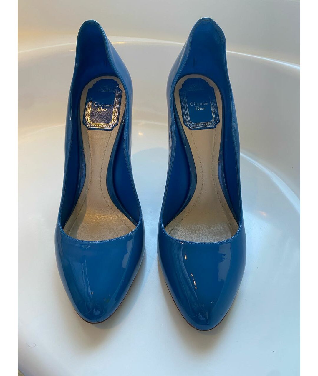 CHRISTIAN DIOR PRE-OWNED Голубые туфли из лакированной кожи, фото 2