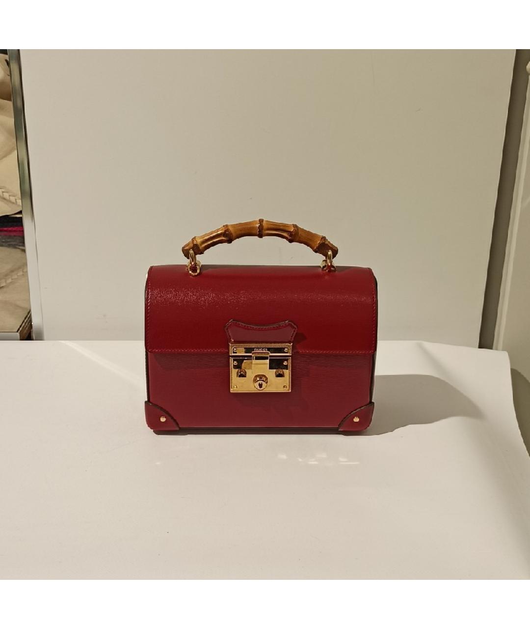 GUCCI Красная кожаная сумка с короткими ручками, фото 9