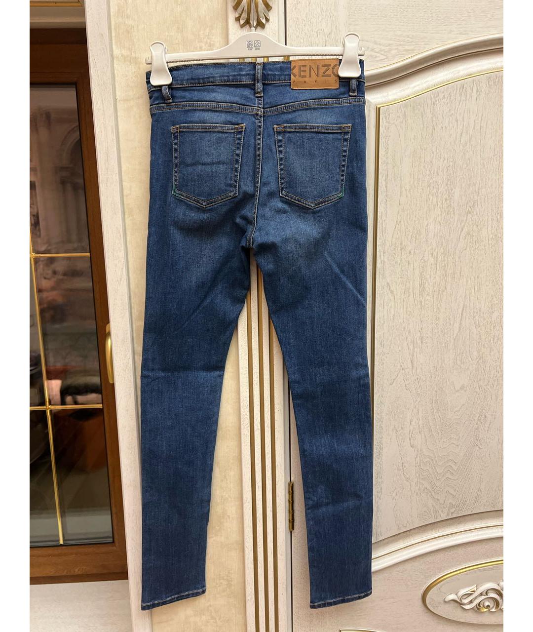 KENZO Синие хлопковые джинсы слим, фото 2
