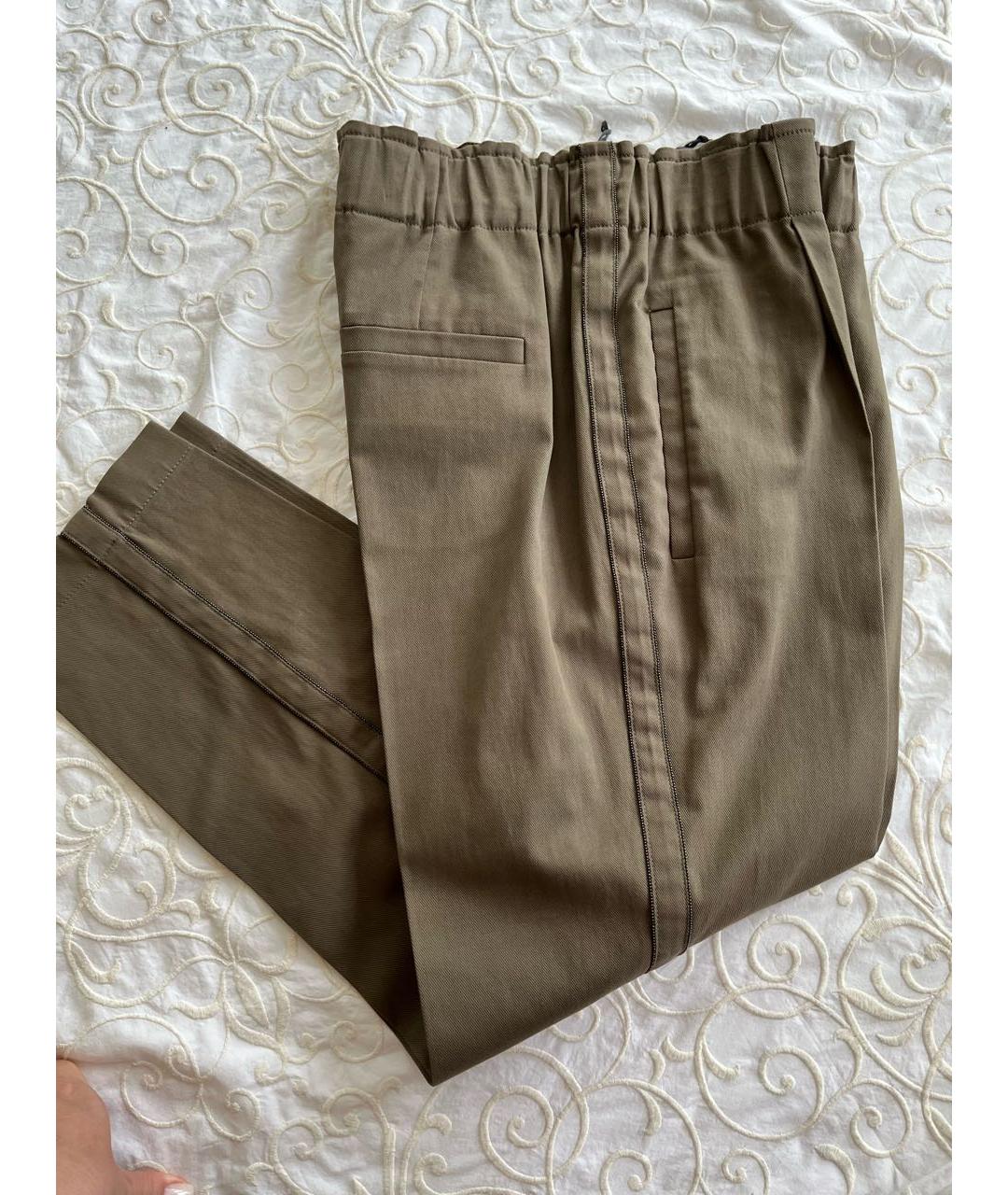 BRUNELLO CUCINELLI Зеленые прямые брюки, фото 2