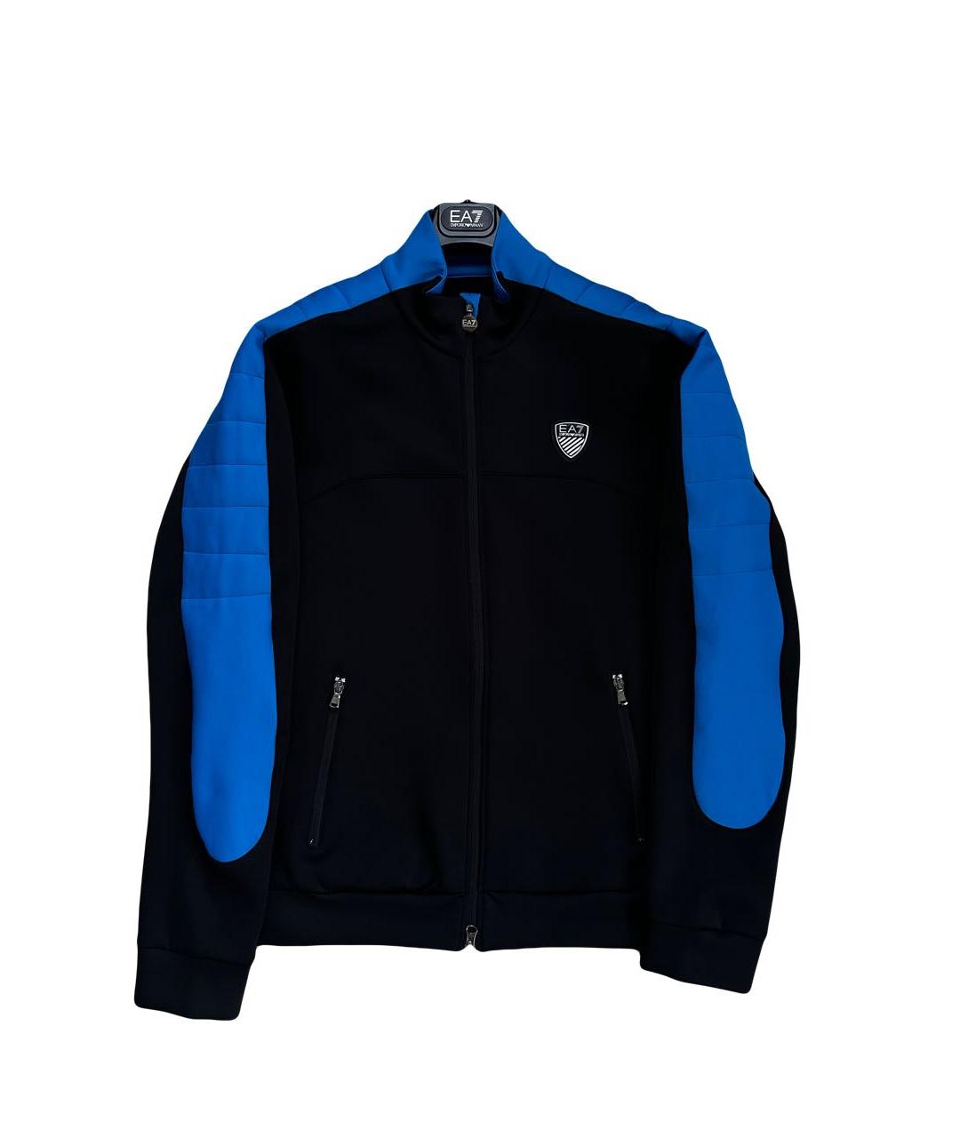 EA7 Темно-синяя полиэстеровая спортивная куртка, фото 1