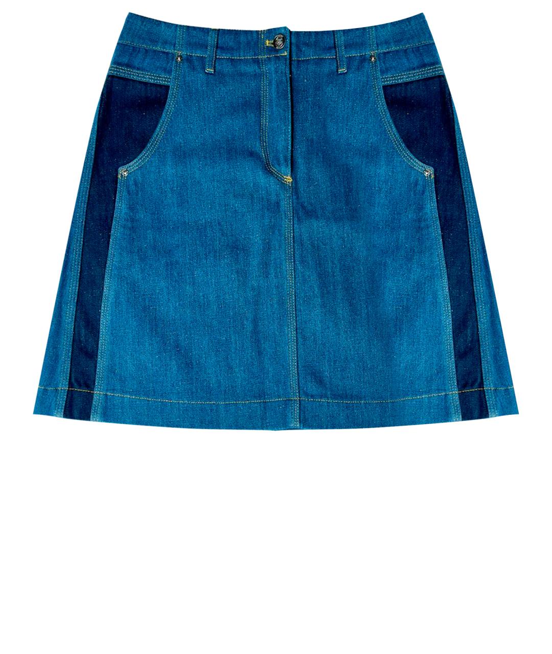 KENZO Синяя хлопковая юбка миди, фото 1