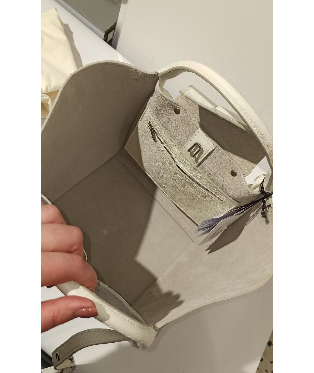 CELINE Белая кожаная сумка с короткими ручками, фото 6