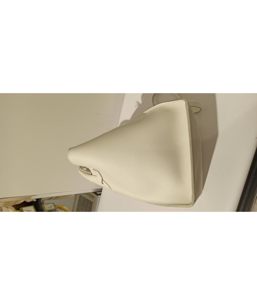 CELINE Белая кожаная сумка с короткими ручками, фото 8