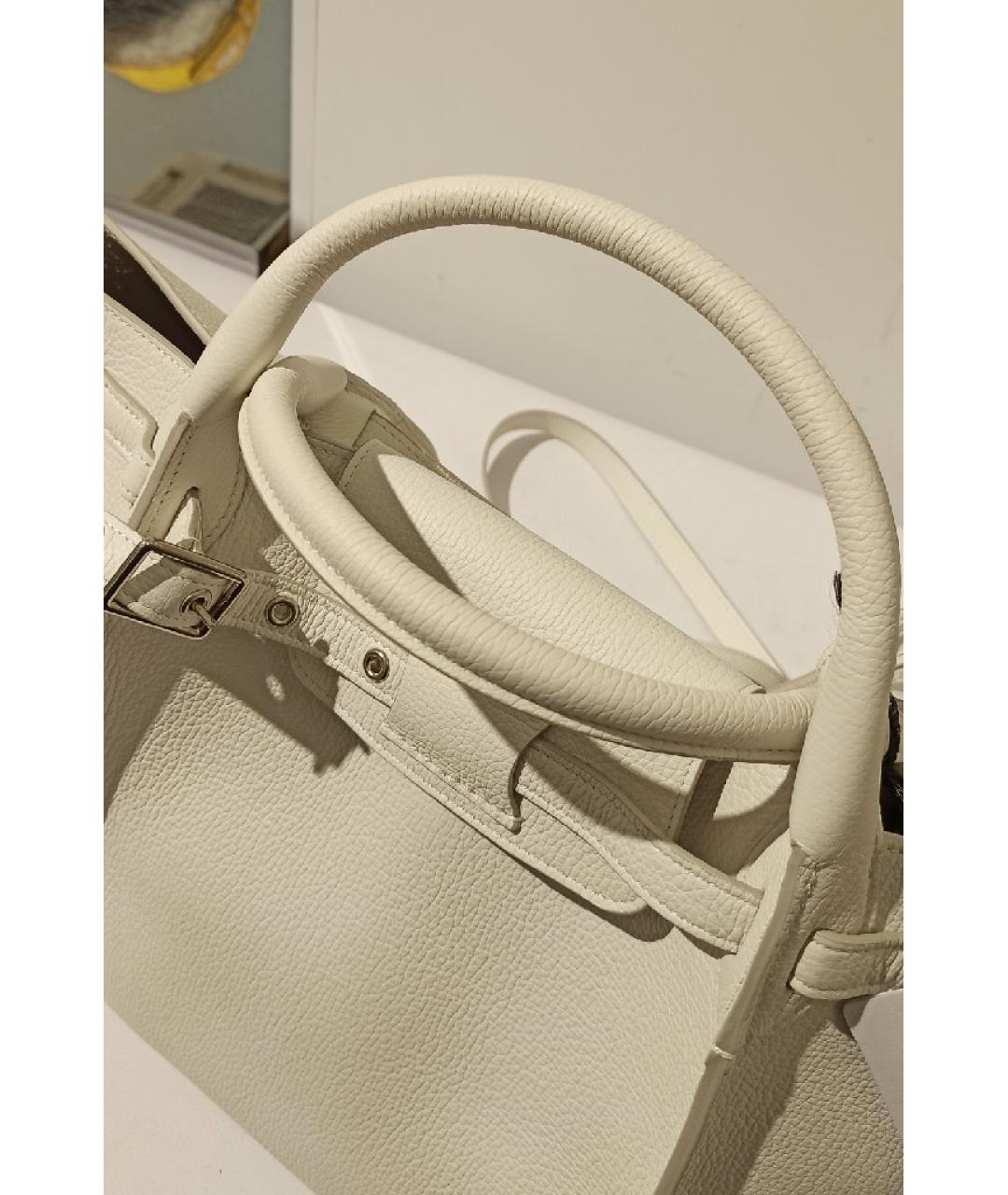 CELINE Белая кожаная сумка с короткими ручками, фото 7