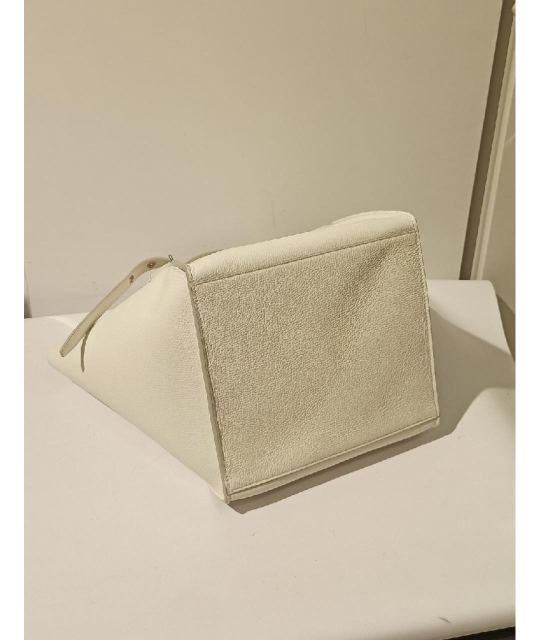 CELINE Белая кожаная сумка с короткими ручками, фото 5
