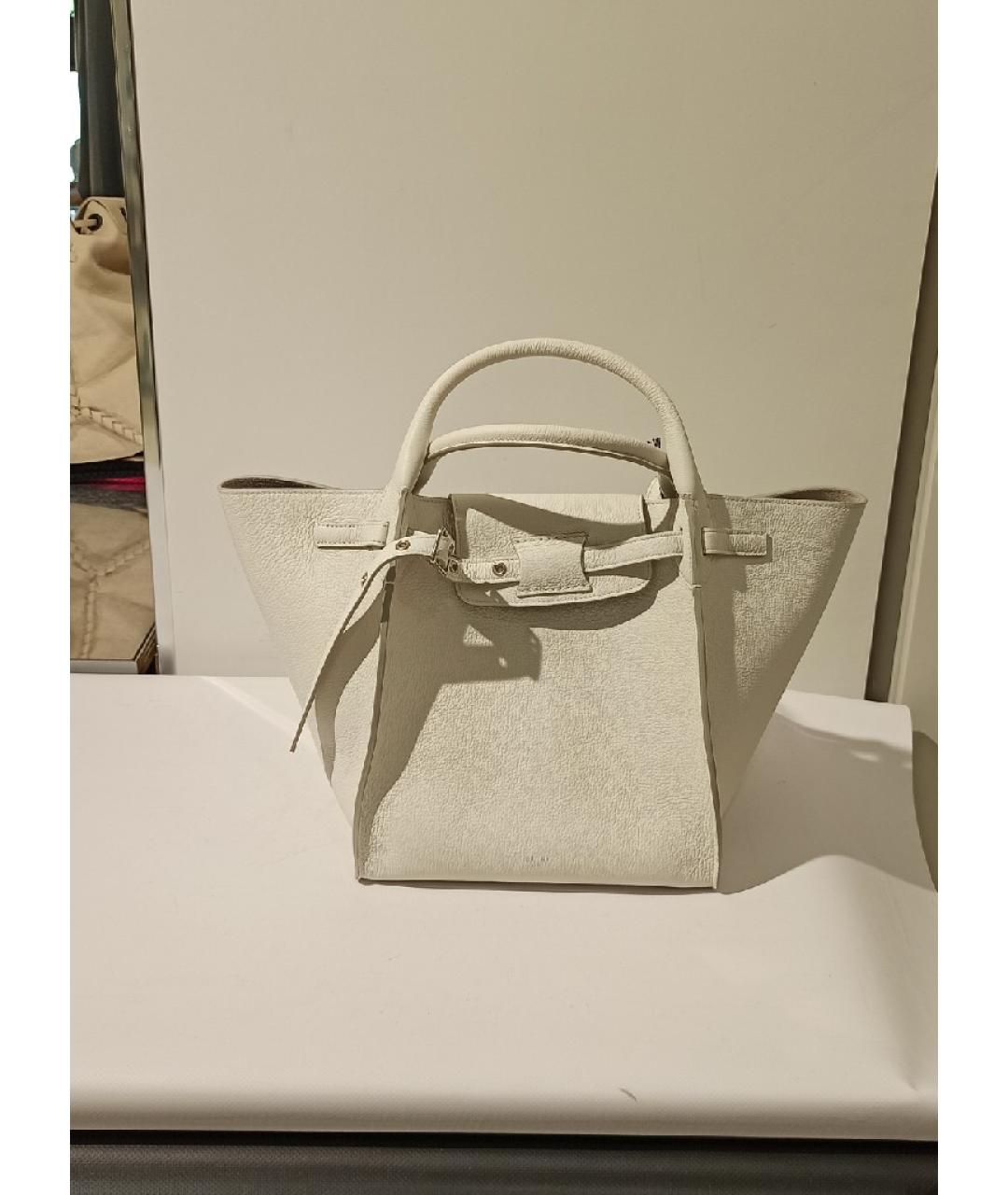 CELINE Белая кожаная сумка с короткими ручками, фото 9