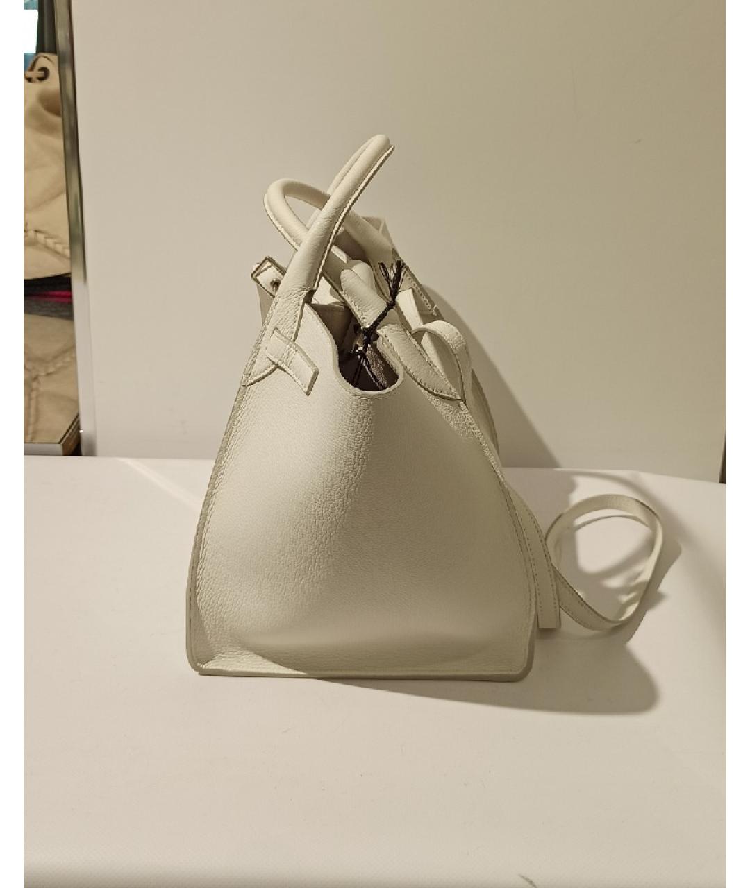 CELINE Белая кожаная сумка с короткими ручками, фото 2