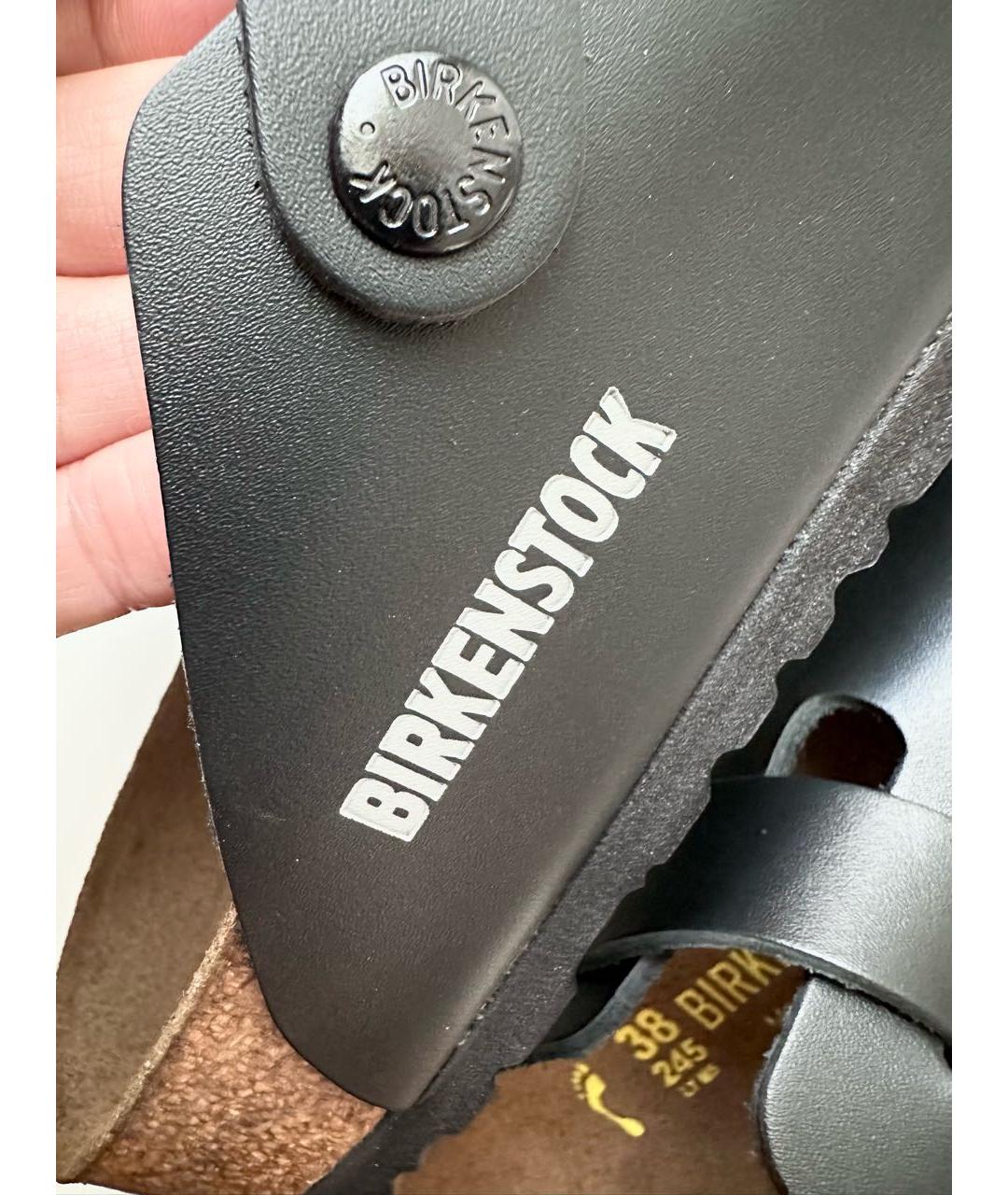 BIRKENSTOCK Черные кожаные сабо, фото 5