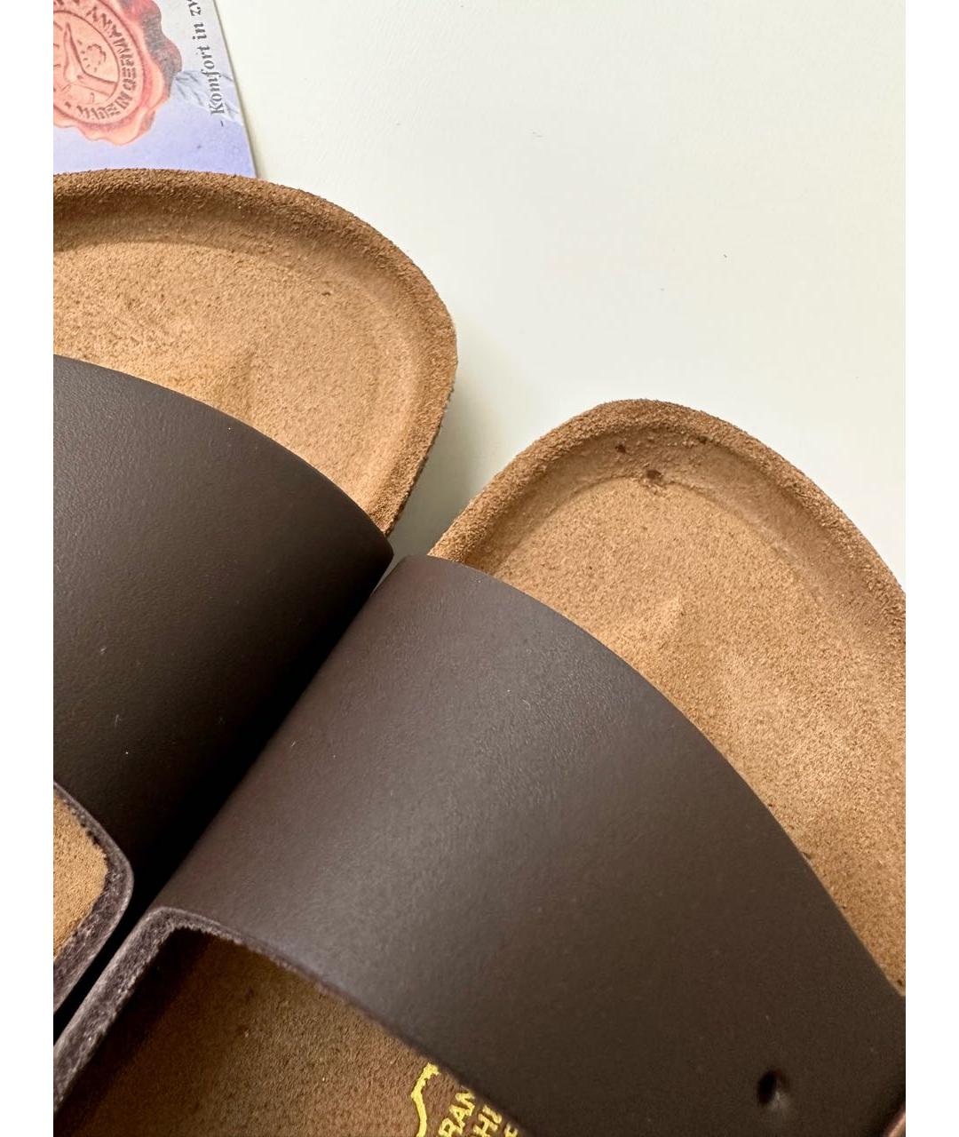 BIRKENSTOCK Коричневые кожаные сандалии, фото 4