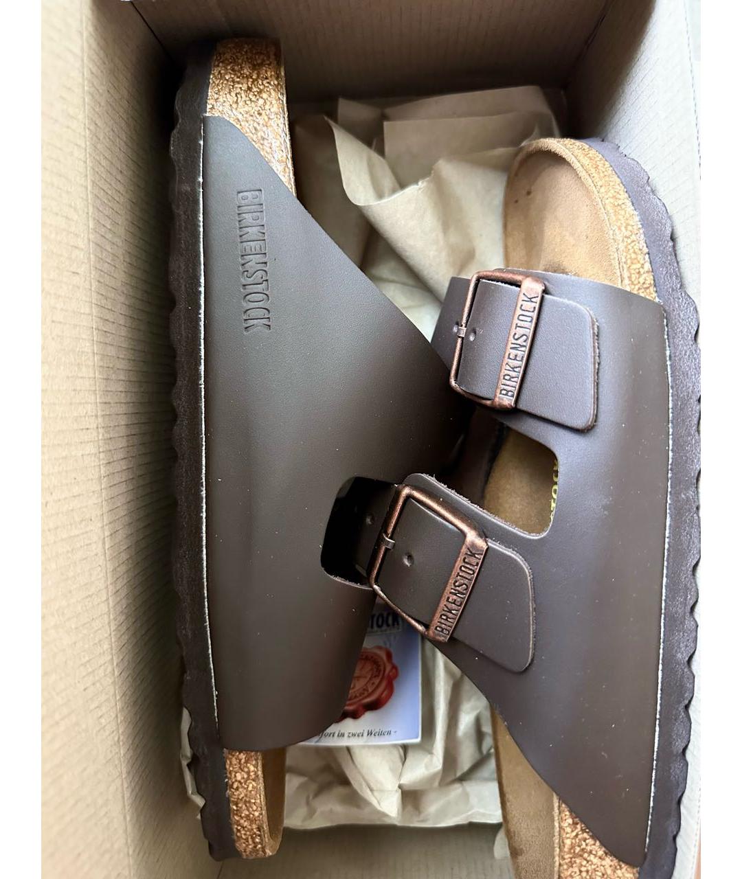 BIRKENSTOCK Коричневые кожаные сандалии, фото 7