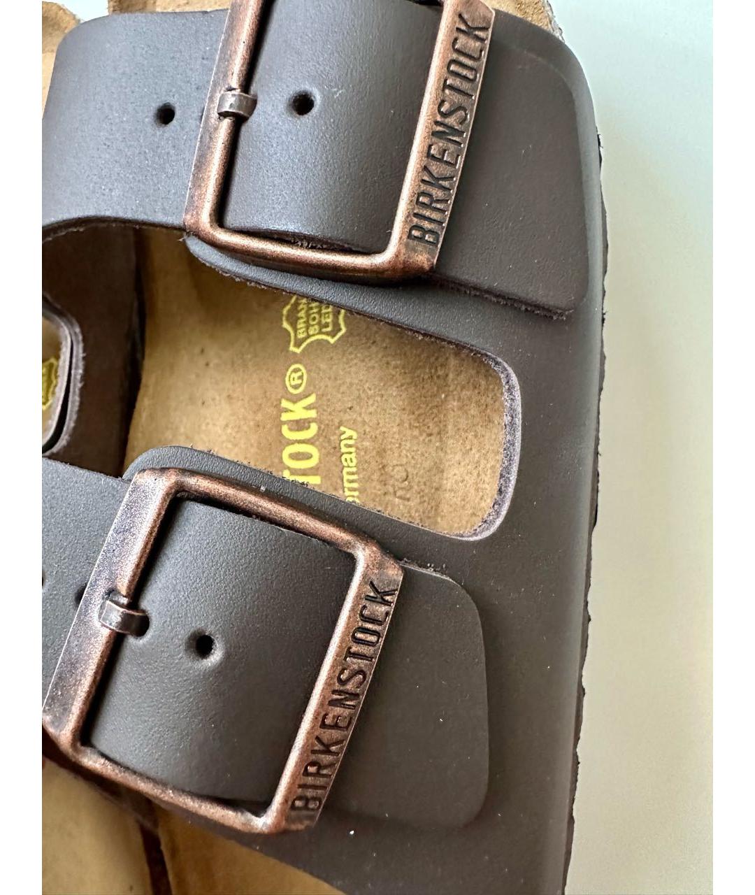 BIRKENSTOCK Коричневые кожаные сандалии, фото 5