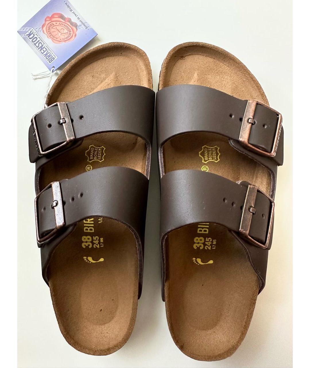 BIRKENSTOCK Коричневые кожаные сандалии, фото 3