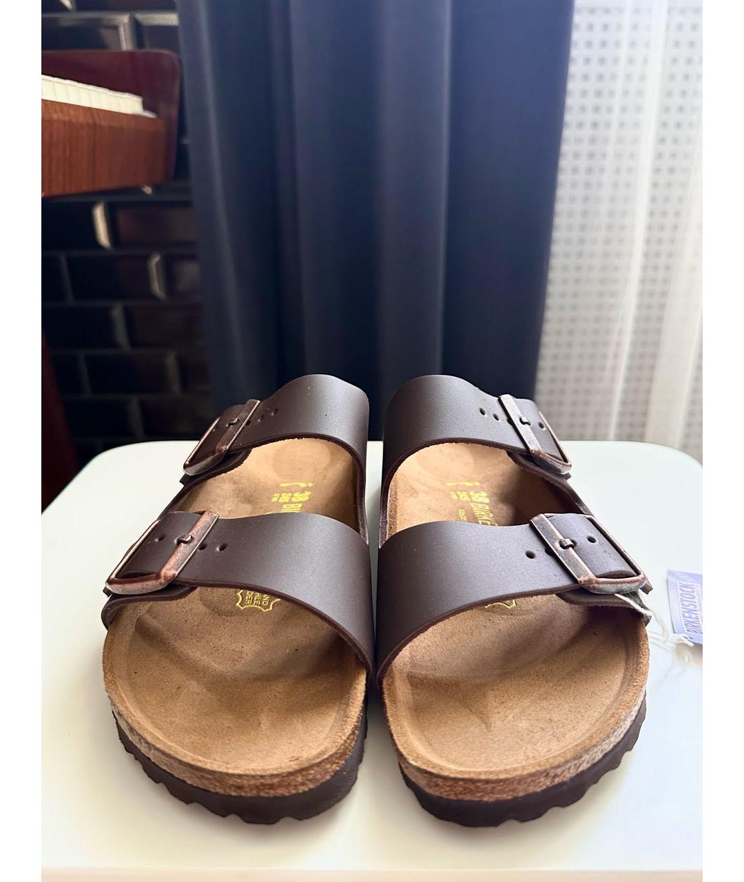 BIRKENSTOCK Коричневые кожаные сандалии, фото 2