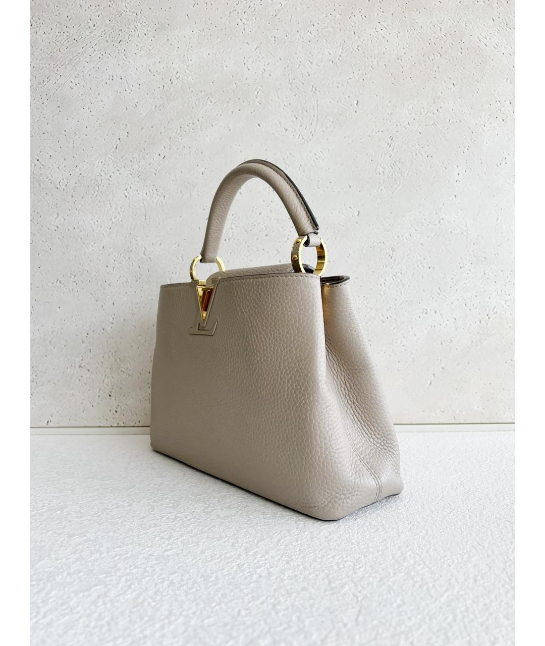 LOUIS VUITTON Серая кожаная сумка с короткими ручками, фото 3