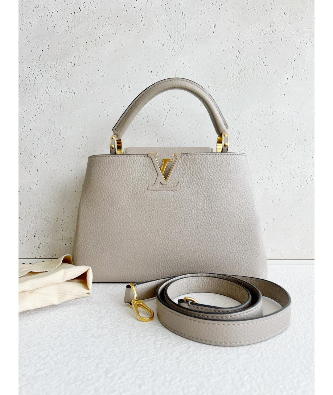 LOUIS VUITTON Серая кожаная сумка с короткими ручками, фото 7