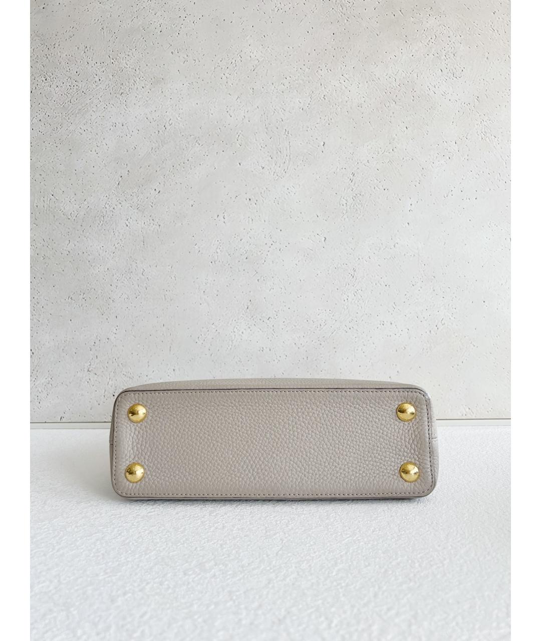 LOUIS VUITTON Серая кожаная сумка с короткими ручками, фото 5