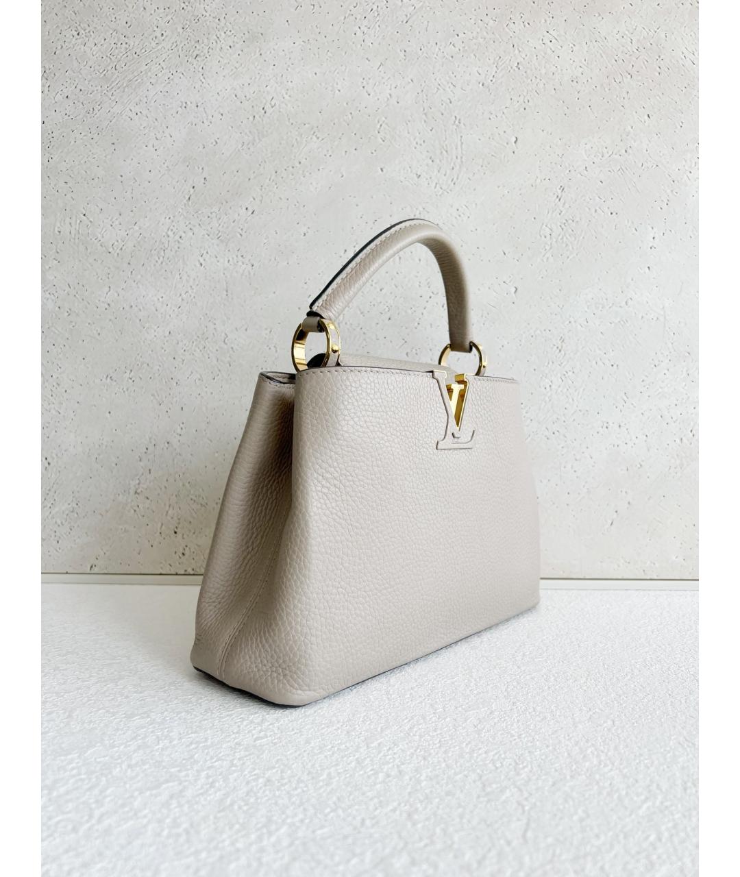 LOUIS VUITTON Серая кожаная сумка с короткими ручками, фото 4
