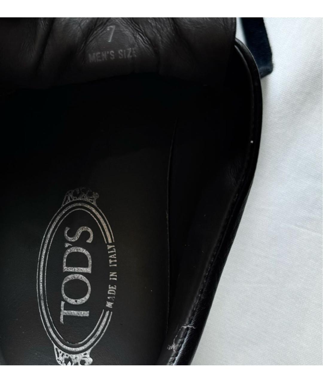 TOD'S Черные кожаные низкие кроссовки / кеды, фото 7