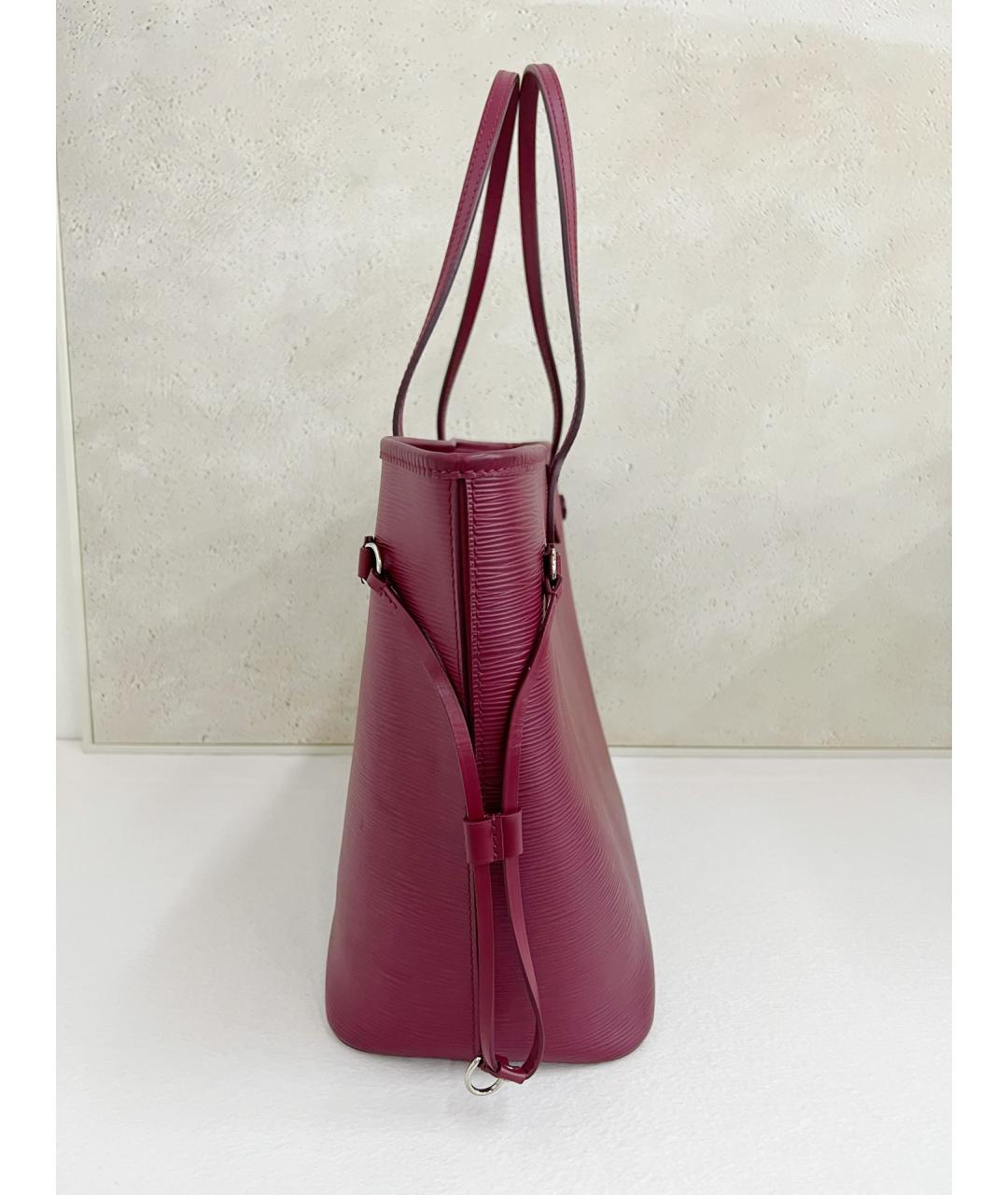 LOUIS VUITTON Бордовая кожаная сумка тоут, фото 3