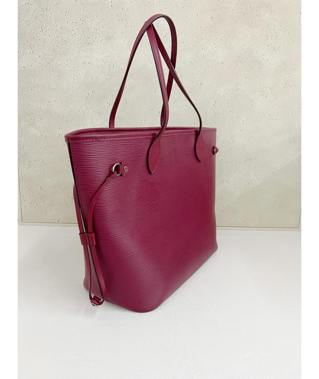 LOUIS VUITTON Бордовая кожаная сумка тоут, фото 2