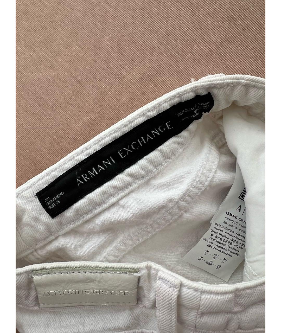 ARMANI EXCHANGE Белые хлопковые прямые джинсы, фото 3