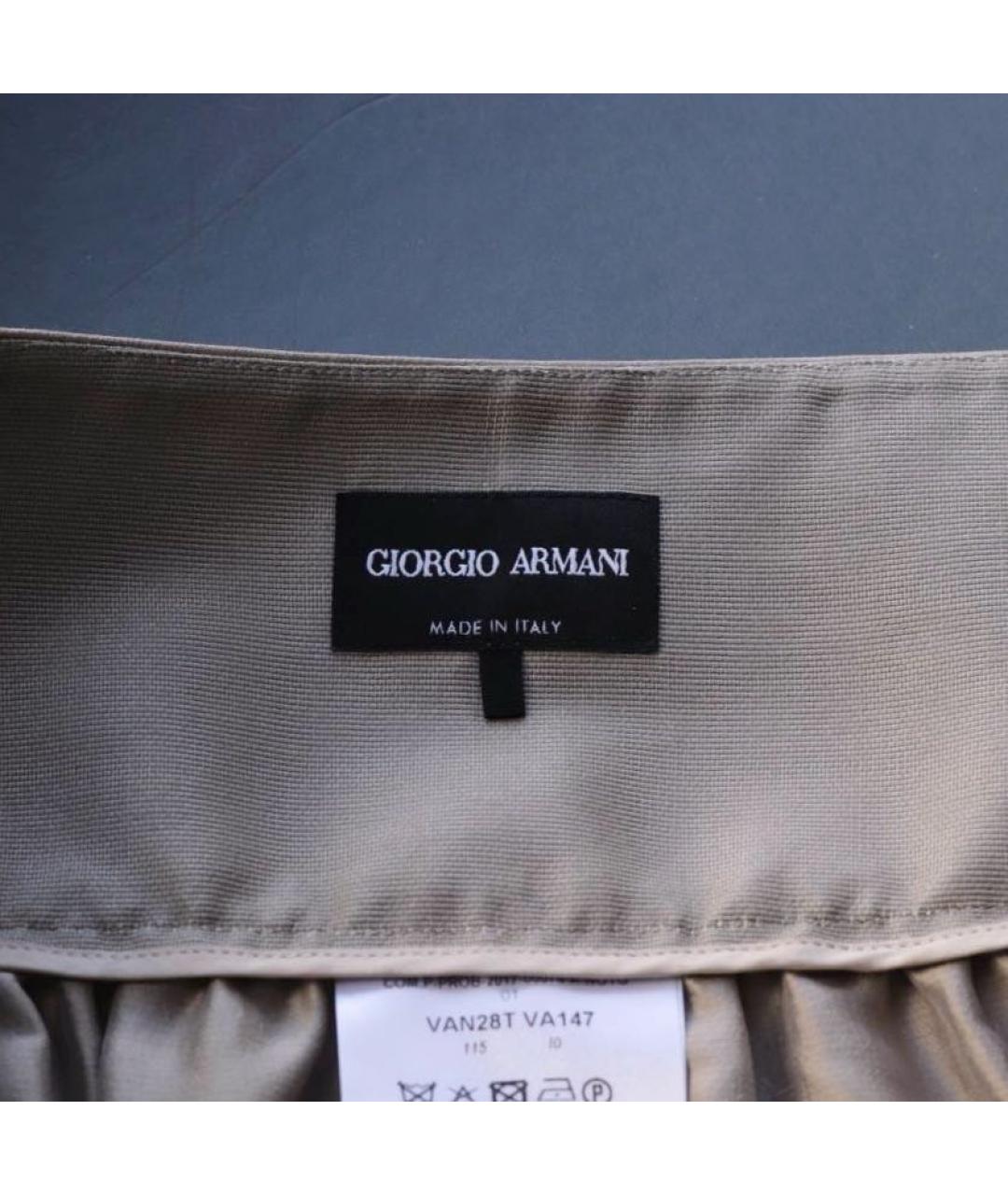 GIORGIO ARMANI Бежевая шелковая юбка мини, фото 3