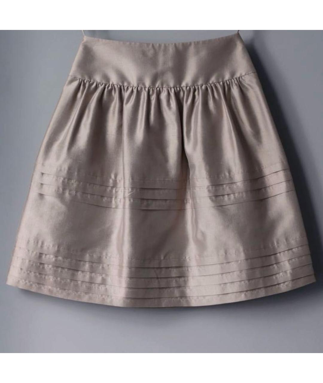 GIORGIO ARMANI Бежевая шелковая юбка мини, фото 5