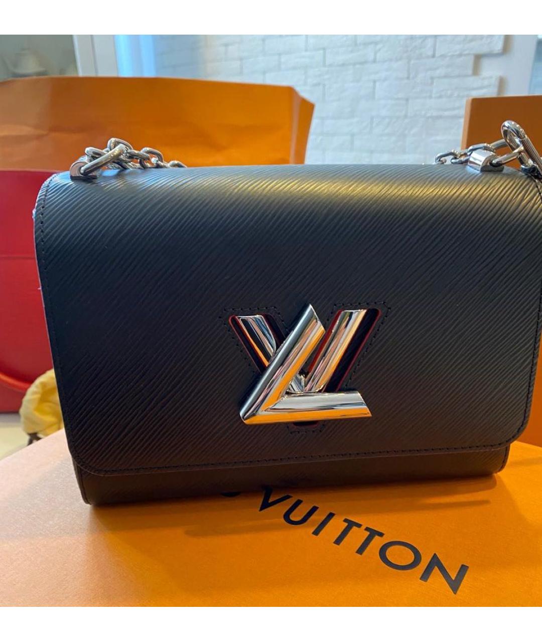 LOUIS VUITTON Черная кожаная сумка через плечо, фото 5