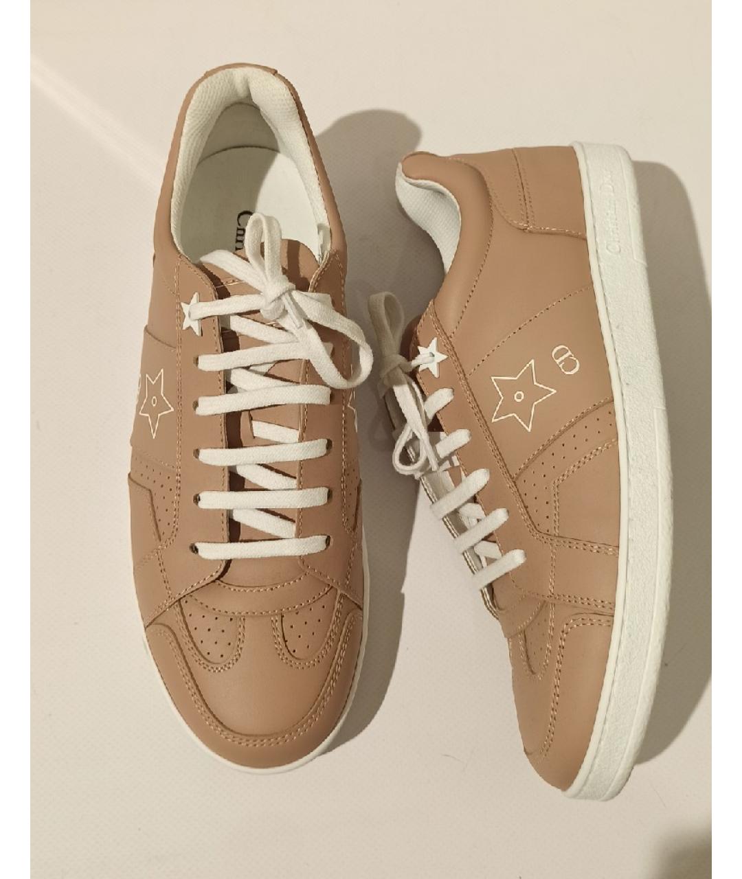 CHRISTIAN DIOR Бежевые кожаные кеды, фото 5