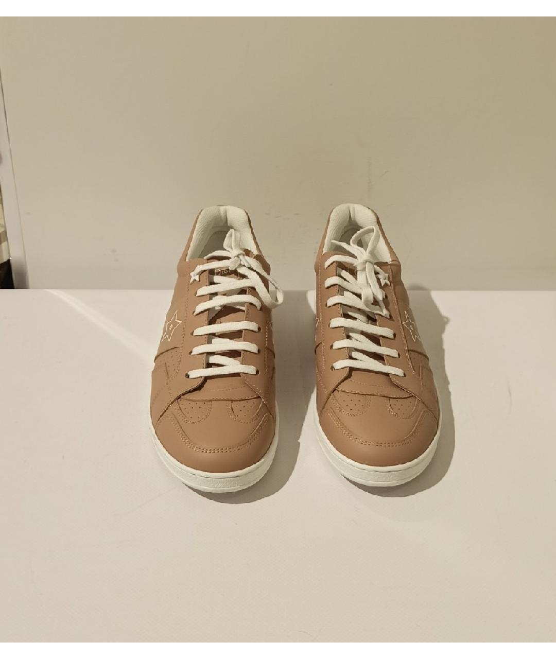 CHRISTIAN DIOR Бежевые кожаные кеды, фото 2