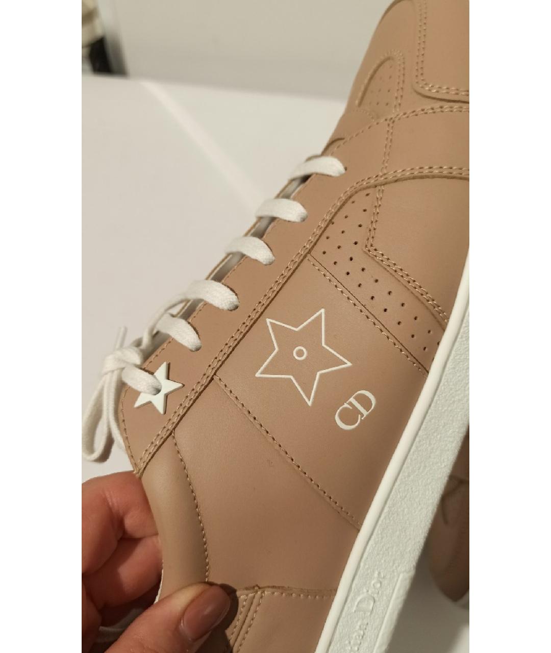 CHRISTIAN DIOR Бежевые кожаные кеды, фото 6