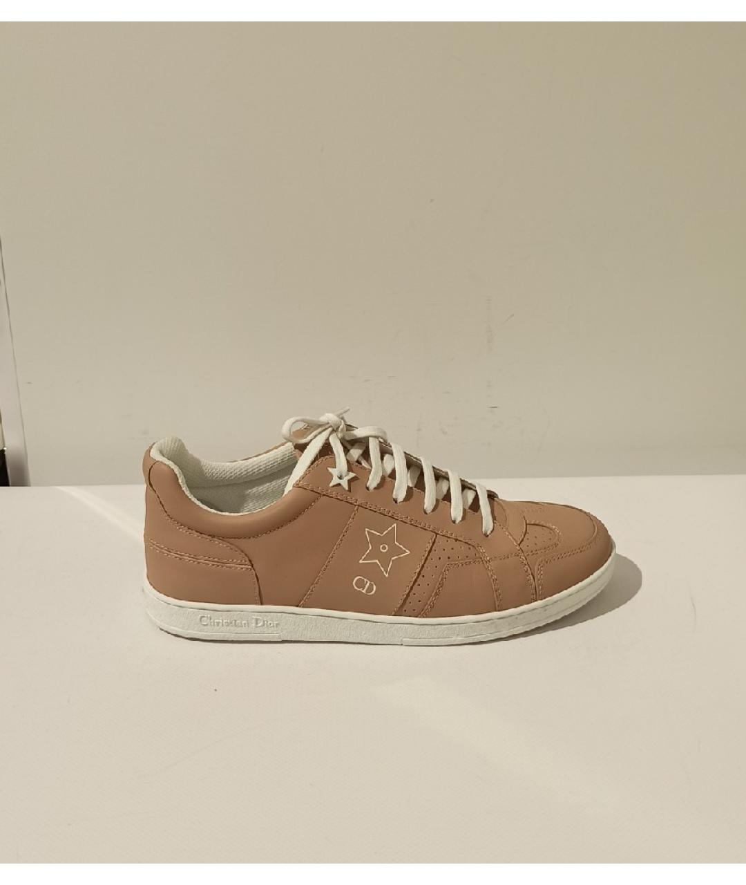 CHRISTIAN DIOR Бежевые кожаные кеды, фото 8